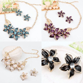 [Mokabh] Bộ trang sức hình hoa đính đá thời trang dành cho nữ