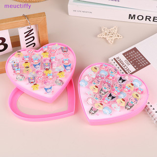 Meuctiffy 36 cái / hộp sanrio hello kitty kid nhẫn trẻ em có thể điều chỉnh cho bé nhẫn hoạt hình thời trang trẻ em nhẫn có hộp trái tim dự tiệc quà tặng vm