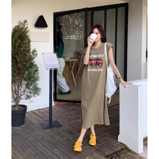 Đầm Suông thun ngắn tay váy mùa hè mới dáng rộng in hình phong cảnh và chữ cổ điển TTDSA0142
