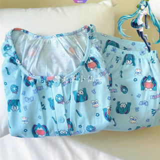 Hoạt Hình Anime Ins Style Hatsune Miku Bộ Đồ Ngủ Nữ Xuân Thu Mới Dài Tay Quần Dài Đồ Gia Đình [RAIN]