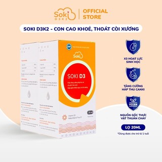 Combo 2 Siro SOKI D3K2 Hỗ Trợ Hấp Thu Canxi, Giảm Còi Xương, Chậm Lớn Dành Cho Bé Tuổi Phát Triển - 2 Lọ x 20ml