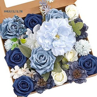 Combo Hoa Mẫu Đơn Màu Xanh Bụi Giả Cho DIY Cưới Cô Dâu Bó Hoa Trung Tâm Đồ Trang Trí Nhà Cửa