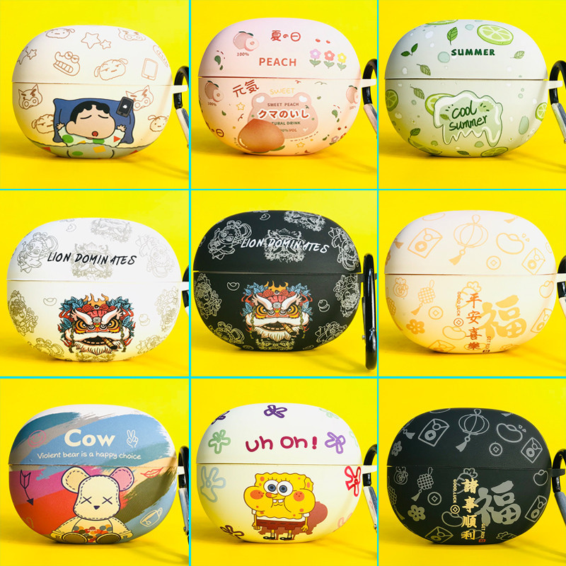 [Sẵn sàng] Vỏ hoạt hình tương thích cho vỏ bảo vệ tai nghe Baseus AirGo AS01 Hộp sạc silicon có móc