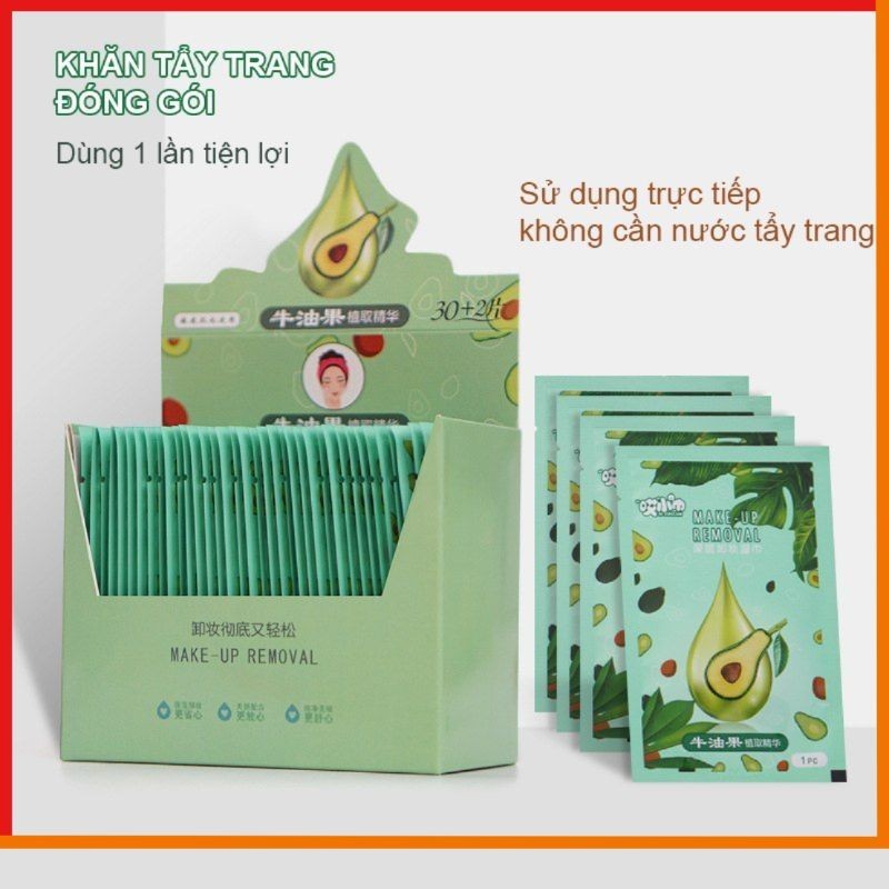 Khăn Tẩy Trang Tinh Chất Tự Nhiên - Hộp 30 gói - HTstore