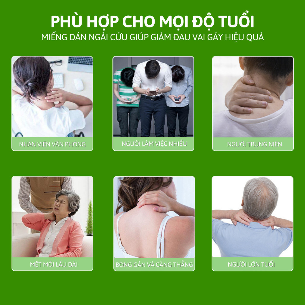 Hộp 12 Miếng Dán Ngải Cứu Giúp Giảm Đau Vai Gáy Thải Độc An Toàn Hiệu Quả Cho Sức Khoẻ