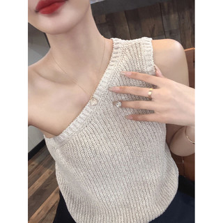 Thiết Kế Niche Đeo Ngang Dệt Kim Áo Thu Đông Nữ 2024 Thời Trang Slim-fit Ôm Hơn Nhìn Gợi Cảm Cô Gái Nóng Áo Camisole Top