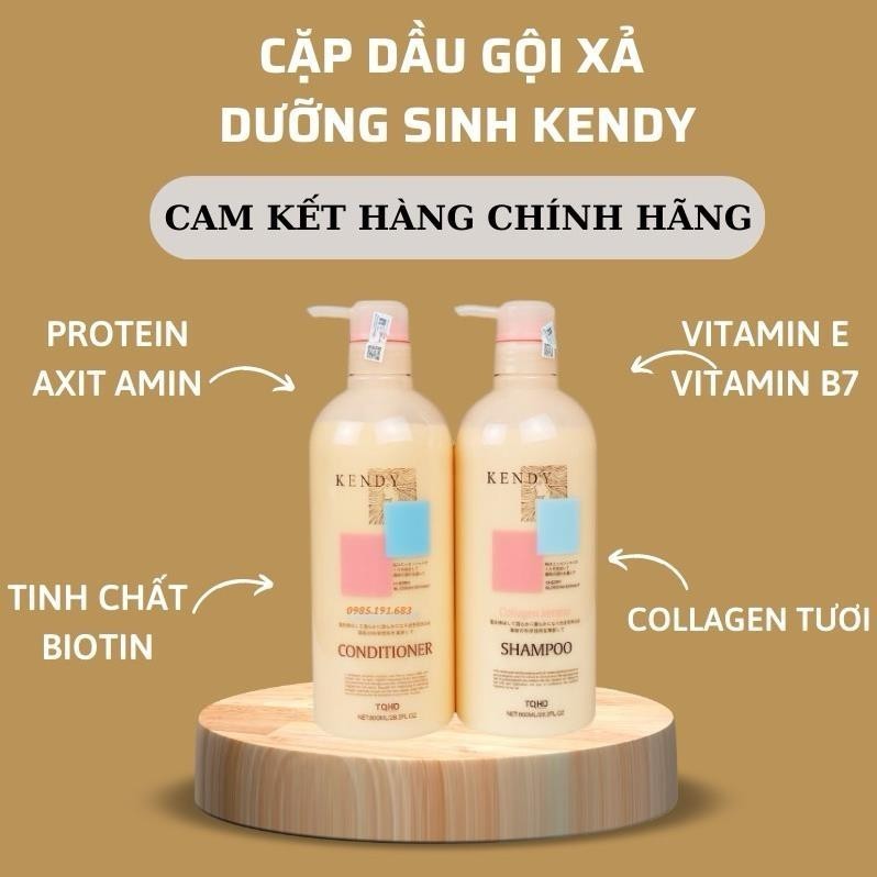 Dầu Gội Collagen KENDY Cao Cấp Mềm Mượt, Combo Gội Xả Giúp Tóc Chắc Khoẻ, Bóng Mượt Hương Thơm Nước 
