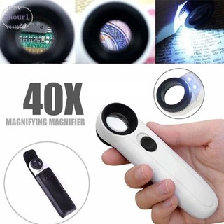 Kính lúp ahour1, kính lúp cầm tay có đèn led ống kính, đọc đèn chiếu sáng hd 40x di động