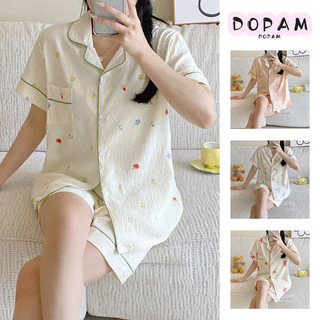Bộ Đồ Ngủ Nữ Mùa Hè Dệt Mây Cotton Vải Nhăn Phong Cách Công Chúa Tay Ngắn Dễ Thương Mùa Hè Mỏng Nhà Quần Áo Phù Hợp Với