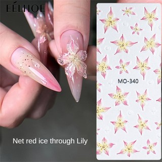Monja Phụ Kiện Móng Tay Móng Tay Nghệ Thuật Miếng Dán Trang Sức Họa Tiết Lily Miếng Dán Móng Tay