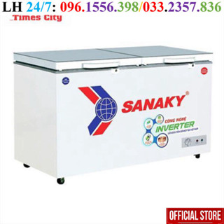 [Chính Hãng] Tủ đông Sanaky inverter VH-3699W4K, 270 lít, 1 ngăn đông, 1 ngăn mát, dàn lạnh đồng, mặt kính cường lực