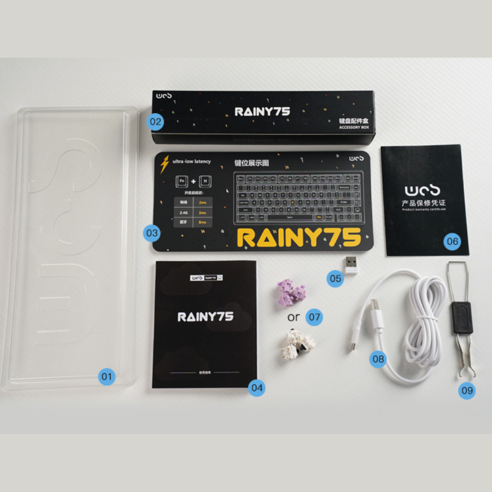[Hàng Sẵn] Bàn phím cơ không dây Rainy75 | rainy 75 nhôm CNC, mạch xuôi, 3 modes, leg rgb , hostswap, keycap pbt | BigBuy360 - bigbuy360.vn