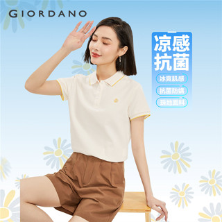 GIORDANO Nữ Áo Sơ Mi Polo Làm Mát Đá Hoa Cúc Thêu Mùa Hè Áo Polo Nữ Tay Ngắn Thời Trang Áo Sơ Mi Polo 05314387