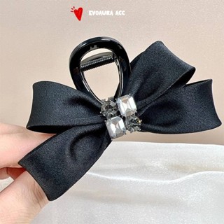 Kẹp Tóc Nơ Lụa Bóng 11cm Đính Đá Sang Trọng Kẹp Càng Cua Phong Cách Thanh Lịch