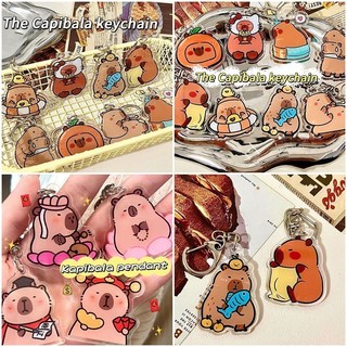 Ins Acrylic Capybara Móc Khóa Hoạt Hình Dễ Thương Họa Tiết Emojing Móc Khóa Túi Phụ Kiện Mặt Dây Ô Tô