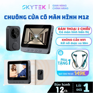 Chuông cửa không dây, Chuông cửa M12 có camera, đàm thoại 2 chiều dễ dàng sử dụng không cần kết nối app, điện thoại
