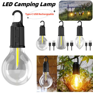Đèn Led cắm trại di động Type-C USB có thể sạc lại Đèn cắm trại ngoài trời có móc Đèn lều chống nước để đi bộ câu cá Đèn khí quyển cổ điển