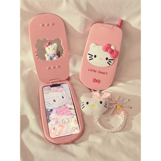 Ốp điện thoại gương lật silicon hello kitty màu hồng dễ thương cho iphone 11 14 15 pro max 13 pro max 12 pro max ốp lưng pc mềm tpu vỏ điện thoại di động