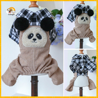 Bộ áo liền quần cho thú cưng Cổ áo mềm mại thoải mái Họa tiết gấu trúc cho thú cưng Áo liền quần kẻ sọc Trang phục thú cưng