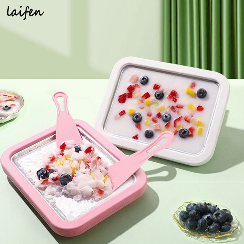 Laifen Máy làm sữa chua chiên, máy làm đá chiên nhỏ gia đình, máy làm kem đặc biệt sữa chua chiên mini, khay đá chiên, không cần cắm điện bếp nướng