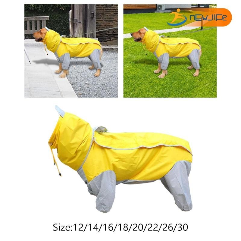 Áo khoác cho chó chống nước có mũ trùm đầu, Áo mưa cho chó, Quần áo mưa toàn thân nhẹ, Poncho mưa cho chó lớn