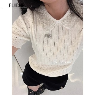 RUICHE Áo Len áo polo nữ baby tee INS phổ biến Thể thao Đơn giản WMY244101U 17Z240425