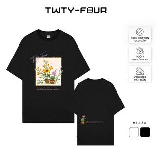 Áo thun unisex nam nữ form rộng hình in hoa xương rồng ờ V12 , 100% Cotton cao cấp , local brand Twty-Four