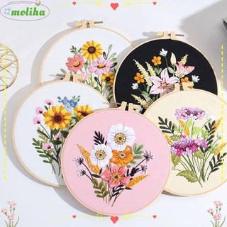Bộ dụng cụ thực hành khâu thêu MOLIHA, Phụ kiện may vá Sợi kim thêu hoa, Đồ thủ công DIY Trang trí thủ công Bộ thêu chữ thập Trang trí nhà cửa