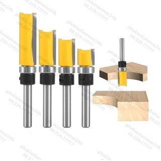 Mũi phay gỗ thẳng lấy nền có bi ngược soi bi dưới cốt bé 6mm Vàng MSTBD-V-TQ 