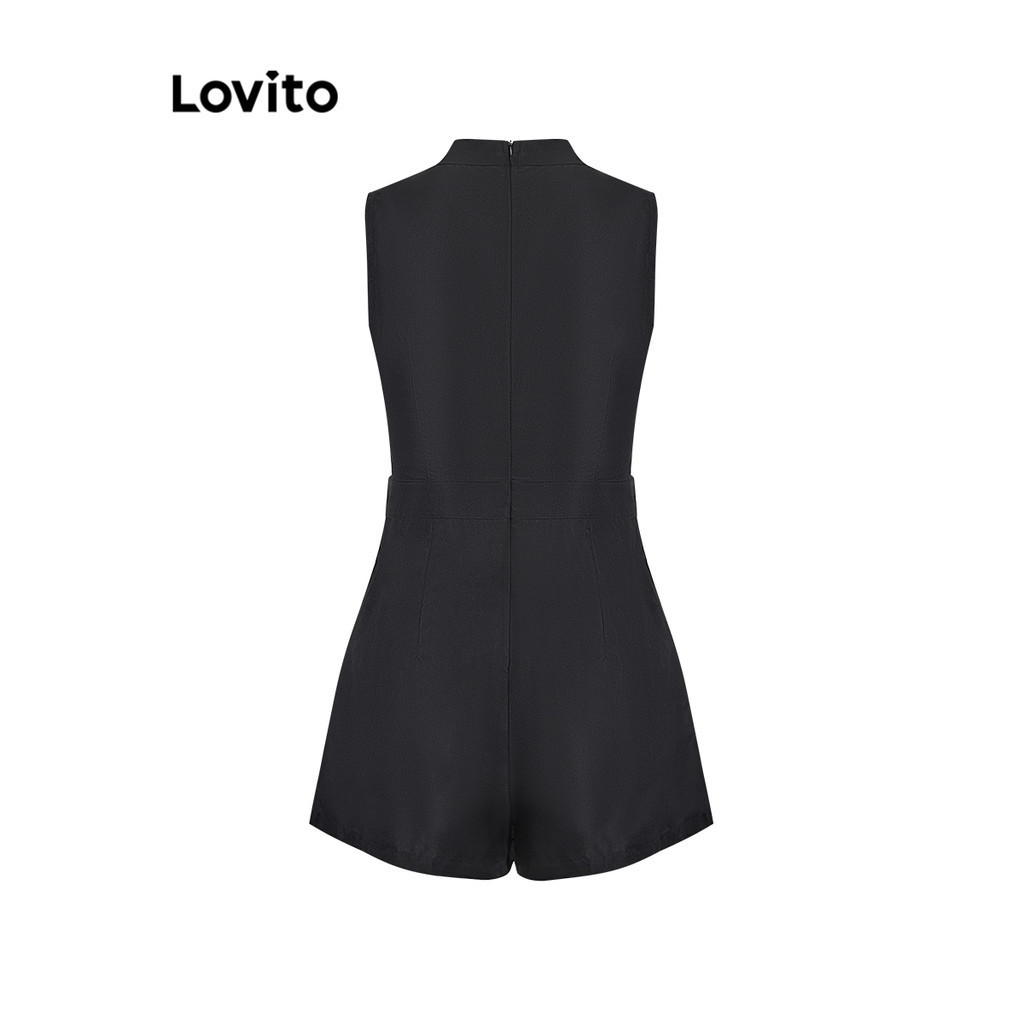 Áo liền quần Lovito giả 2 trong 1 có thắt lưng màu trơn thường ngày cho nữ L74ED346(Nhiều màu)