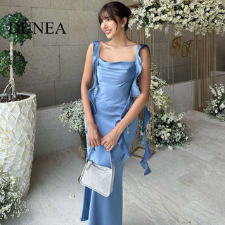 Đầm Satin dài sọc lưng gợi cảm DUNEA