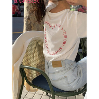 SUNNYCOLOR áo phông áo thun nữ croptop baby tee Thể thao Korean INS hàn quốc WCS2440906 21Z240521