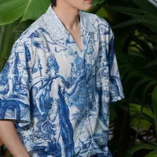 Áo Sơ Mi Ngắn Tay Mùa Hè Sản Phẩm Mới Retro Thời Trang Công Nghiệp Nặng Thiết Kế Nổi In Họa Tiết Hồ Sơ Rời