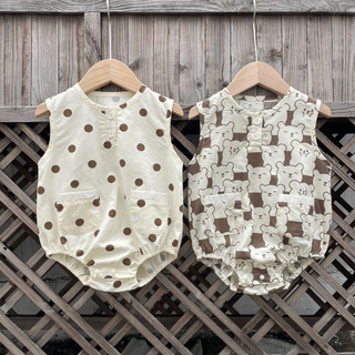 2024 Phong Cách Mới Cho Bé Jumpsuit Cho Bé Áo Liền Quần Áo Liền Quần Phiên Bản Hàn Quốc Hoạt Hình Mùa Hè Gấu Mỏng Áo Liền Quần Liền Quần Bé Trai Bé Gái Áo Liền Quần Cho Bé