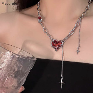 Myp Gothic Không Đều Trái Tim Đỏ Vòng Cổ Y2K Tình Yêu Bóng Tối Ma Móng Vuốt Dây Chuyền Punk Grunge Thẩm Mỹ Egirl Nhánh Vòng Cổ Trái Tim VN