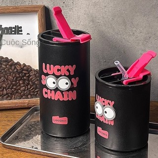 Hai Lớp Đẹp Dễ Thương Di Động Chống Rơi Thép Không Gỉ Hút Chân Không Cốc Silicon Đơn Giản Uống Đôi Cà Phê Cốc Nước
