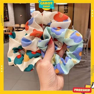 Dây cột tóc vải scrunchies hoa mai thời trang