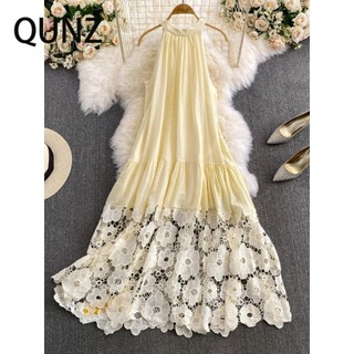 Đầm ren rỗng dây thời trang Qunz 900317