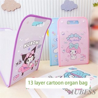 13 Lớp Sanrio Túi Organ Giấy Thư Mục Di Động A4 Thư Mục Tập Tin Túi Tài Liệu Dễ Thương Kuromi Pachacoo Melody A4 Túi Bảo Quản Di Động