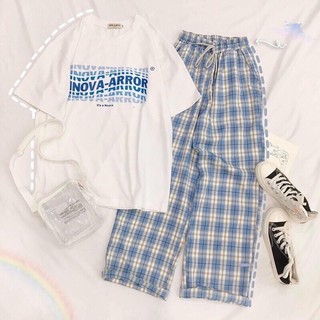 Sét bộ áo nam nữ quần kẻ Unisex Full Form to, rộng rãi, thoải mái, NHIỀU MẪU HOT, đồ bộ hoạt hình Freesize DVGIT