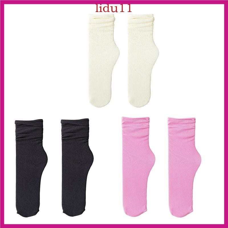 Unisex Summer Thin Crew Socks Ribbed Solid Color Breathable Mid Tube Hosiery