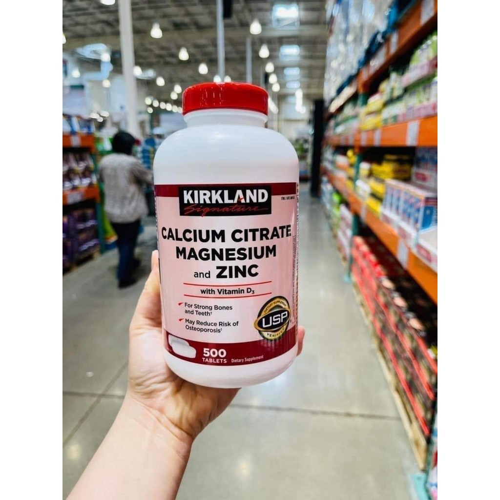 CHÍNH HÃNG Viên Kirkland Calcium Citrate Magnesium and Zinc 500 viên Mỹ. Date 4/26