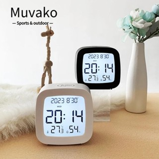 Muvako Đồng hồ báo thức nhỏ tiện lợi, Đồng hồ đa chức năng màn hình Lcd chạy bằng pin, Đồng hồ đo độ ẩm di động