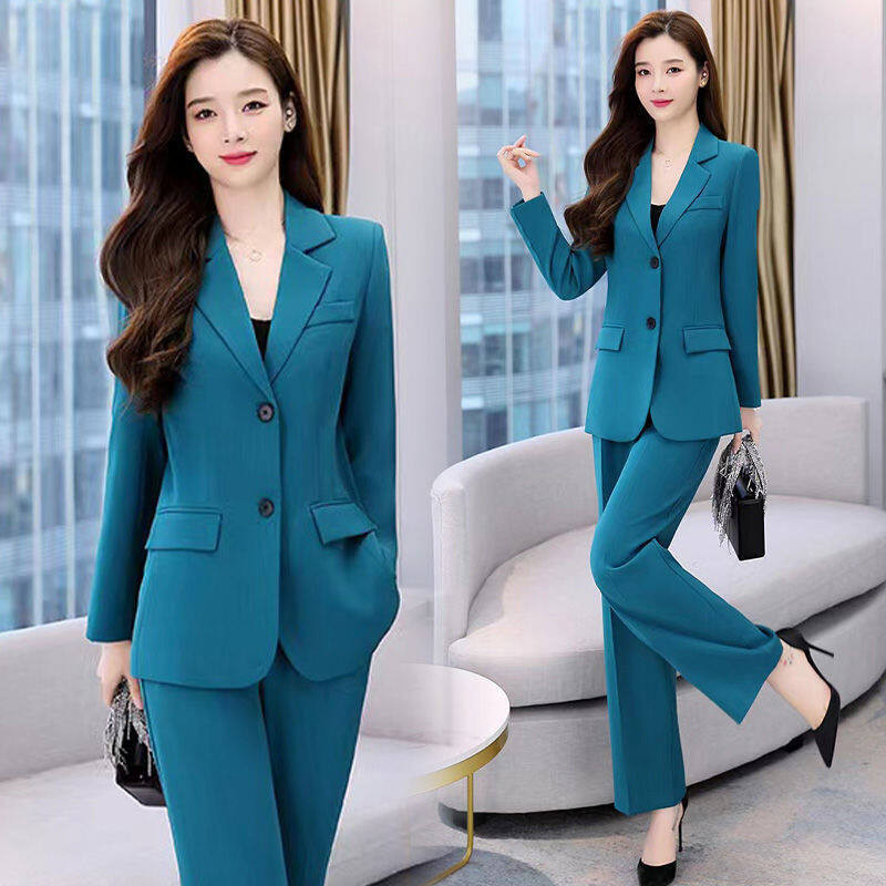 Bộ đồ thời trang có sẵn dành cho nữ xuân thu mới Hàn Quốc Áo Blazer + Quần hai mảnh Bộ quần áo nữ quần áo
