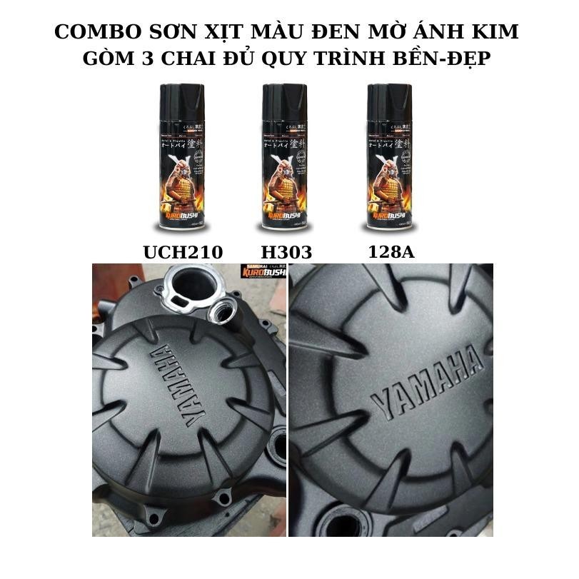 Combo Sơn xịt màu đen mờ H303 có ánh kim lấp lánh,combo gồm 3 chai (uch210-h303-128a)