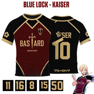 Jersey Futsal Cosplay Bóng Đá Motif VL Replika Blue Lock Anime Bastard Munchen Nam Áo Thun Mùa Hè Tay Ngắn Tee Top