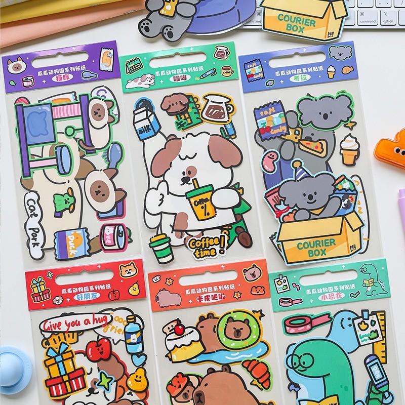 Mr. Paper 2 vé/túi Dán keo dán Phim hoạt hình dễ thương Gấu sticker Tài liệu dán dán bàn tay sáng tạo DIY thiệp cup Nhận hộp Hình dán trang trí