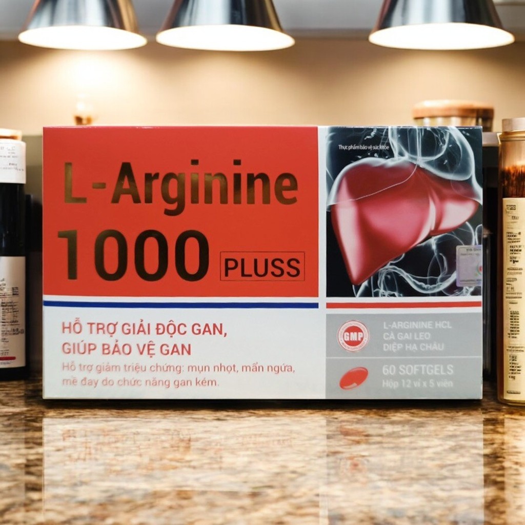 L - Arginine 1000 pluss hộp 60 viên bổ gan, mát gan, giải độc, hạ men gan, tăng cường chức năng gan