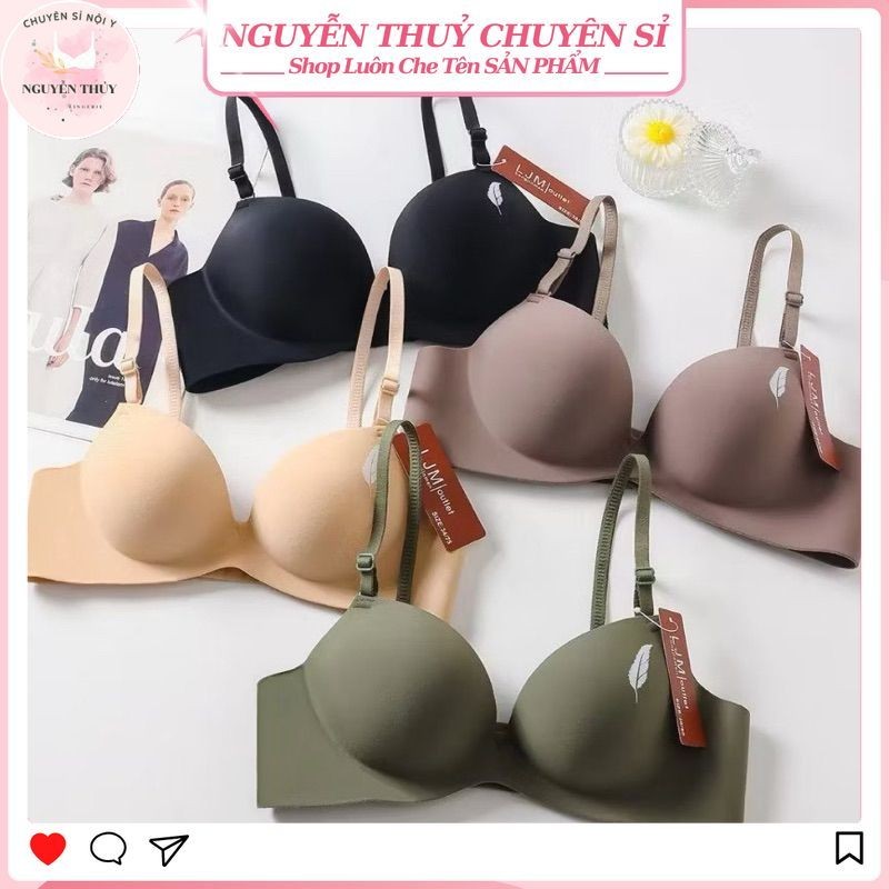 Set 3 áo lót nữ su đúc, hình lá liễu chống bè quả, chống rách, chắc fom, màu xinh, không gọng, đệm b