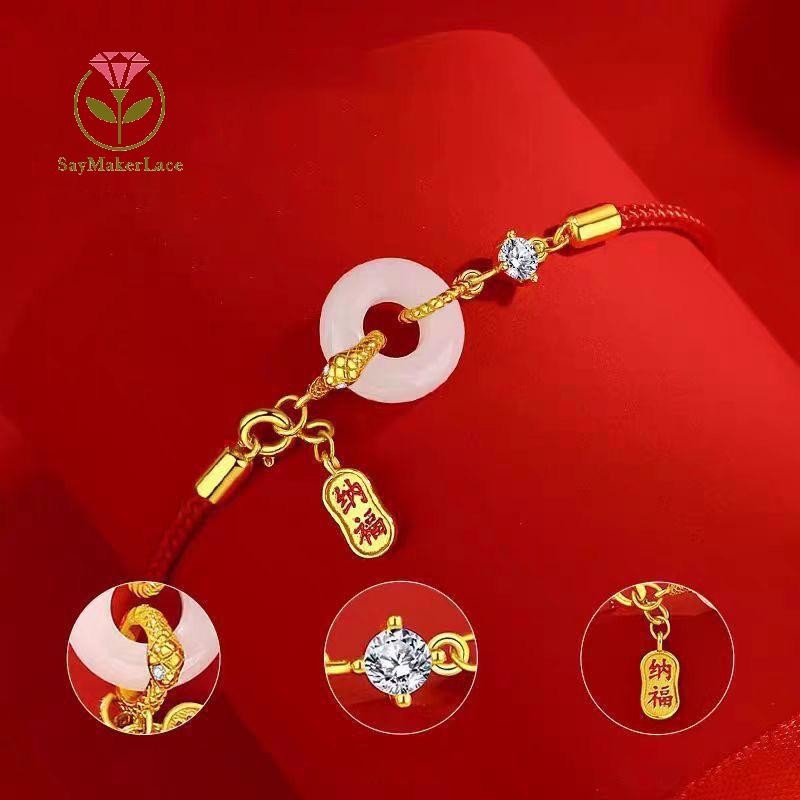 [Saymakerlace] Vòng tay mặt dây chuyền rắn dây màu đỏ may mắn thời trang dành cho nữ Vòng tay bện hình cung hoàng đạo Trung Quốc Quà tặng năm mới | BigBuy360 - bigbuy360.vn